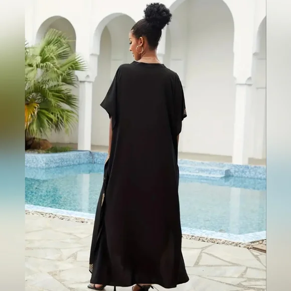 NIP Gorgeous Black And Gold Embroidered Kaften - Picture 4 of 6